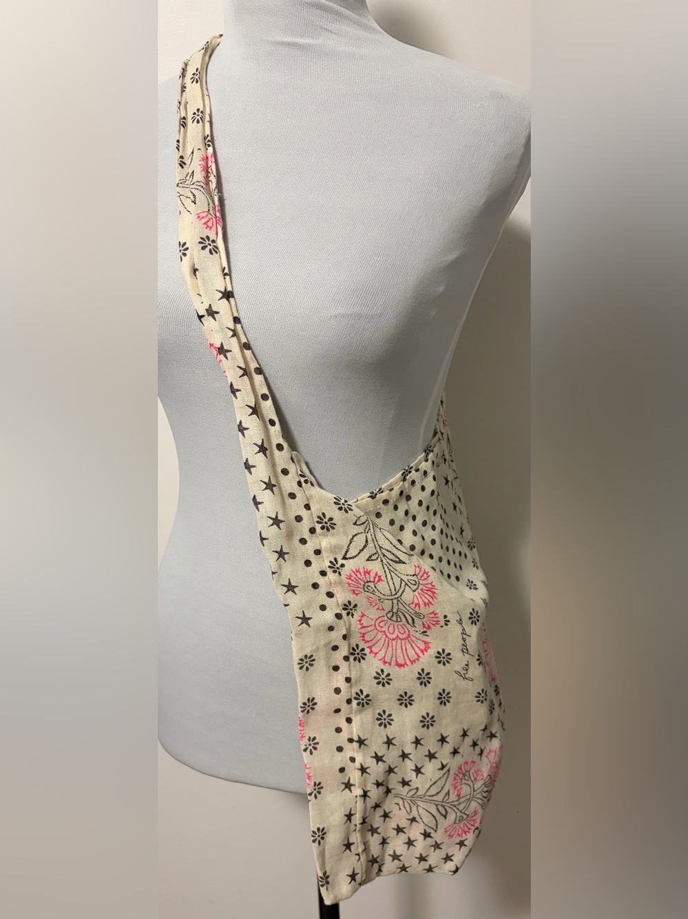 Free People Bag Gauze Boho Reusable Shopping Floral Bag Tote Beach Boho - Picture 4 of 5